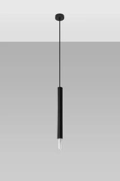 Hängeleuchte Schwarz Zylinder Ø 4 cm schmal Metall Glas