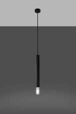 Hängeleuchte Schwarz Zylinder Ø 4 cm schmal Metall Glas