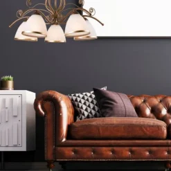 Hängeleuchte Shabby Braun antik Metall 5-flammig