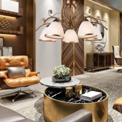 Hängeleuchte Shabby Braun antik Metall 5-flammig