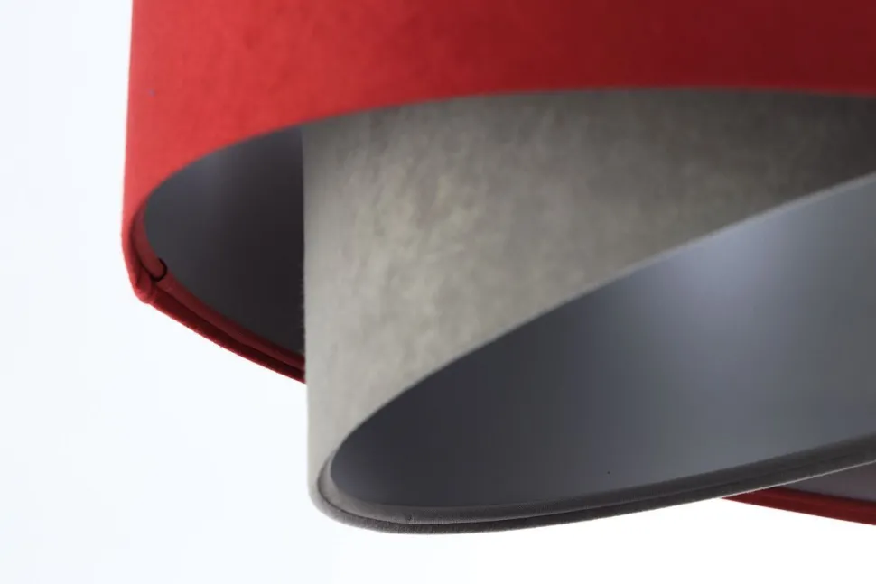 Hängeleuchte Stoff Ø 50 cm Rot-Braun Grau Silber Velours Optik