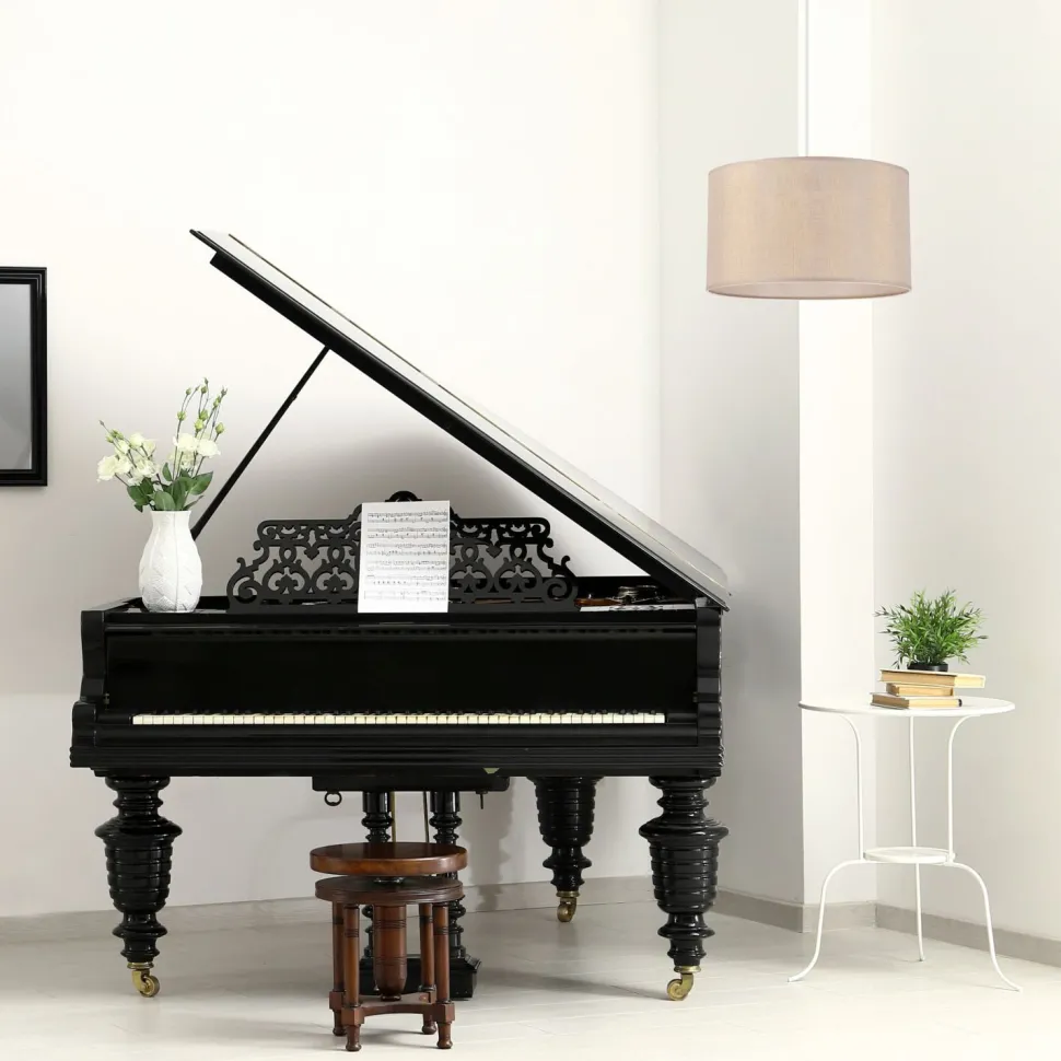 Hängeleuchte Stoff Ø 35 cm rund E27 in Gold verstellbar