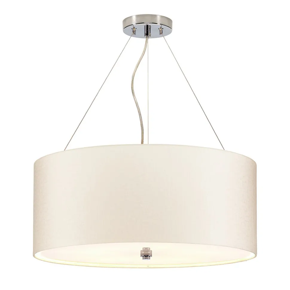 Hängeleuchte Stoff Ø56cm in Creme Chrom blendarm