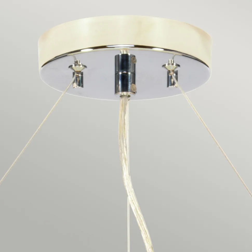 Hängeleuchte Stoff Ø56cm in Creme Chrom blendarm