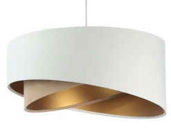 Hängeleuchte Stoff E27 rund Ø 50 cm in Weiß Beige Gold
