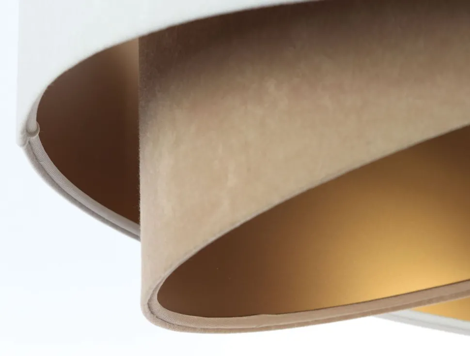 Hängeleuchte Stoff E27 rund Ø 50 cm in Weiß Beige Gold