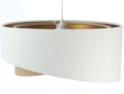 Hängeleuchte Stoff E27 rund Ø 50 cm in Weiß Beige Gold
