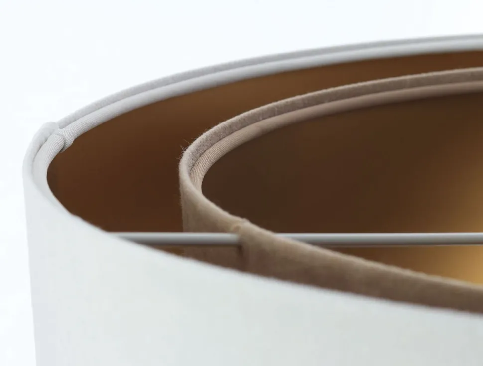 Hängeleuchte Stoff E27 rund Ø 50 cm in Weiß Beige Gold