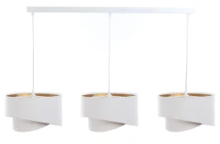 Hängeleuchte Stoff 3-flammig Weiß Gold E27 Velours Optik