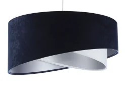 Hängeleuchte Stoff Schirm Ø 50 cm E27 in Blau Weiß Silber