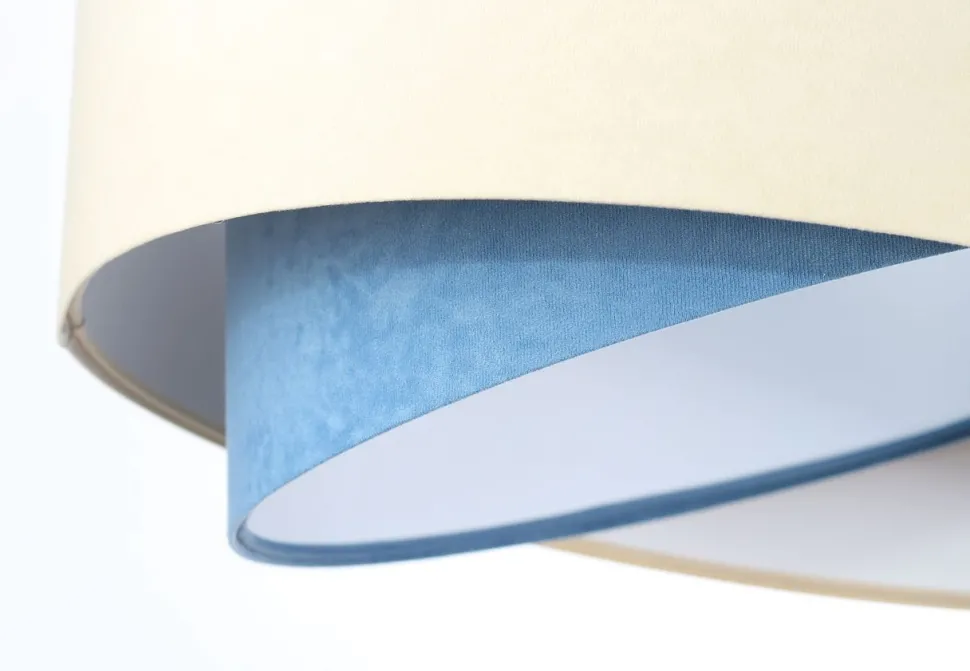 Hängeleuchte Stoff Velours Optik rund Ø 50 cm E27 Creme Blau