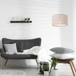 Hängeleuchte Stoffschirm Ø 35 cm Beige verstellbar E27