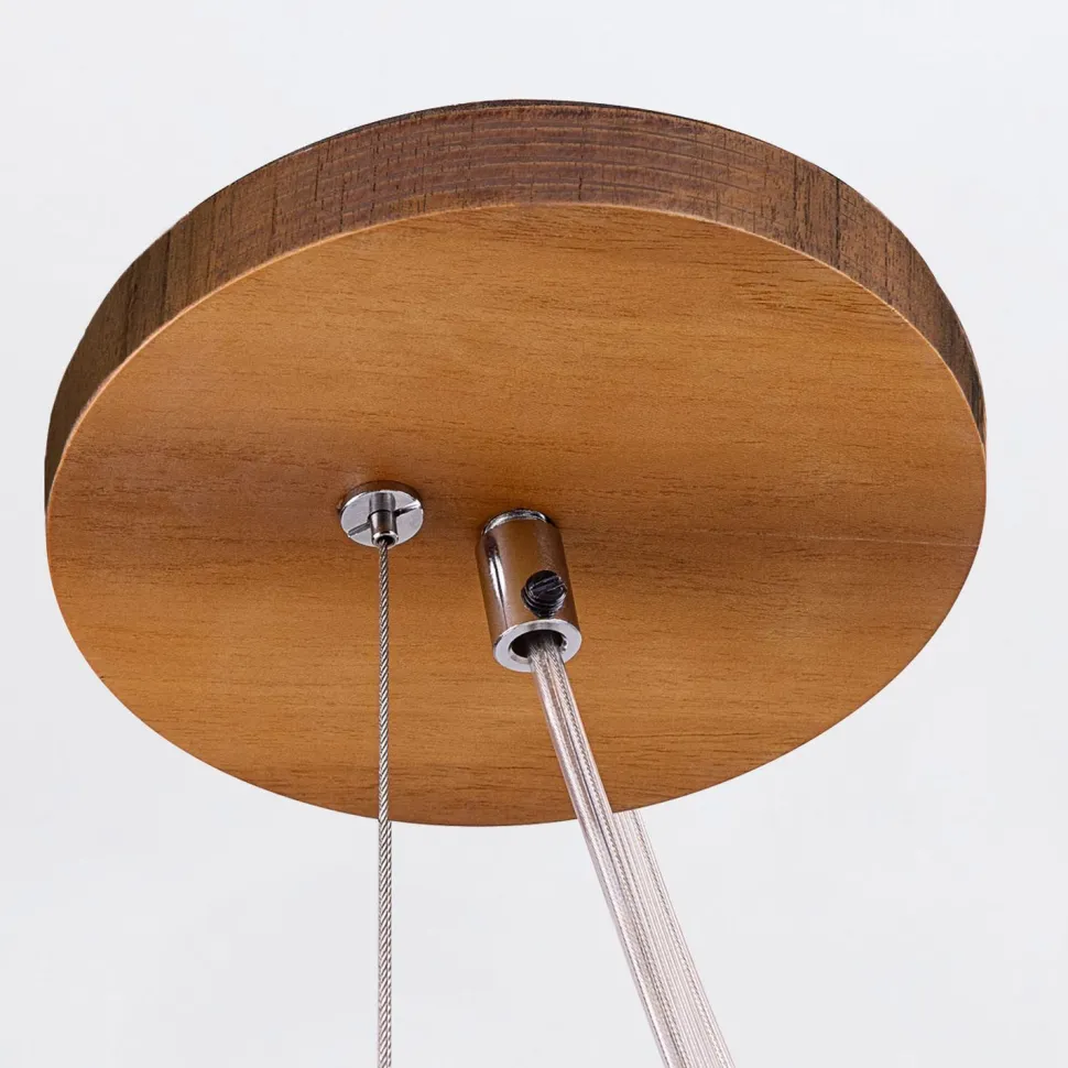 Hängeleuchte Teak Holz Furnier Glas Ø 35 cm Ring E27