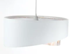 Hängeleuchte Weiß Creme E27 rund Ø 50 cm Stoff Velours Optik