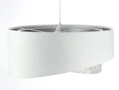 Hängeleuchte Weiß Grau Silber E27 rund D: 50 cm Stoff