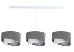 Hängeleuchte Weiß Grau Silber E27 Stoff 3-flammig verstellbar