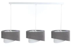 Hängeleuchte Weiß Grau Silber E27 Stoff 3-flammig verstellbar