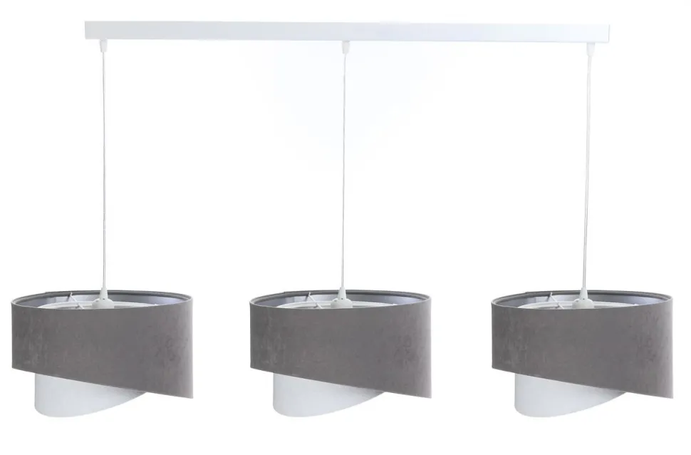 Hängeleuchte Weiß Grau Silber E27 Stoff 3-flammig verstellbar