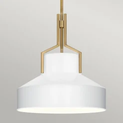 Hängeleuchte Weiß Messing antik E27 aus Glas Metall Ø 37 cm