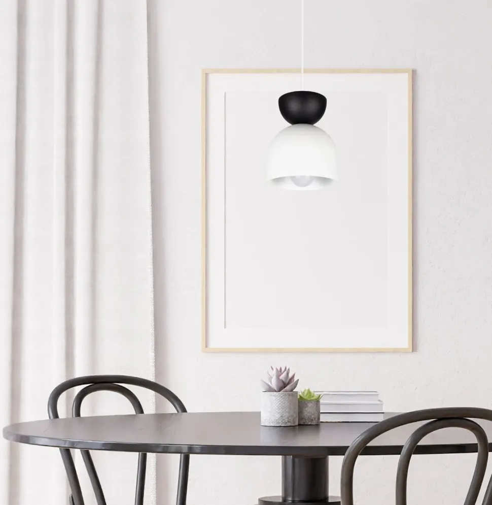 Hängeleuchte Weiß Schwarz Metall Ø17 cm Minimalistisch