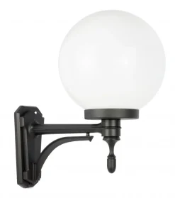 Hofleuchte Schwarz Weiß Kugelschirm IP43 Vintage