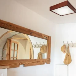 Holz Deckenleuchte eckig Modern Wohnzimmer