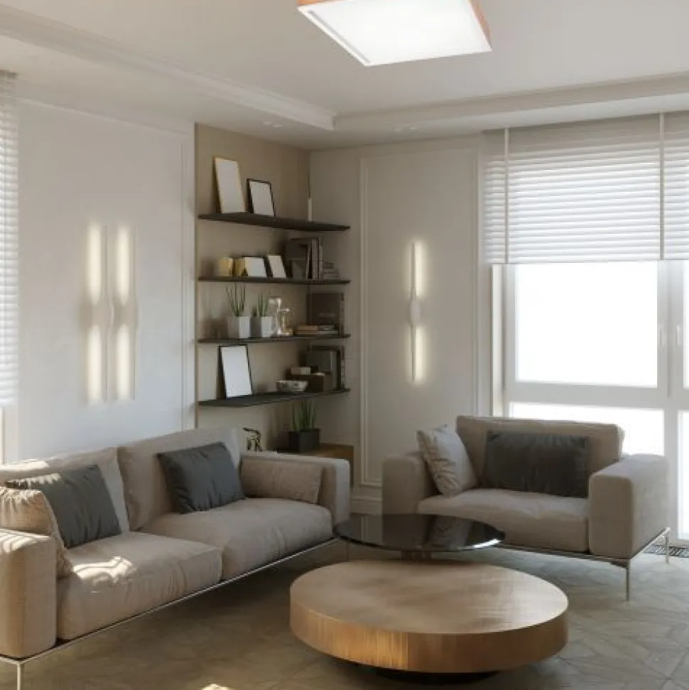 Holz Deckenleuchte Glasschirm E27 B:48 cm blendarm