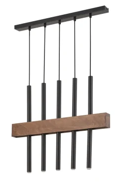 Holz Pendelleuchte Schwarz Metall wohnlich G9 Zylinder