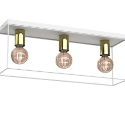 Industrial Deckenlampe Metall in Weiß Gold L:55 cm E27