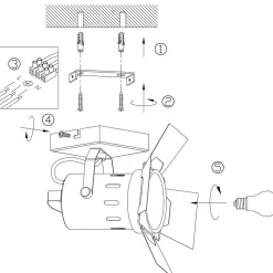 Industrial Deckenspot flexibel L:58 cm in Schwarz Gold