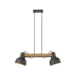 Industrial Pendelleuchte Holz Metall E27 flexibel