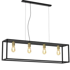 Industrial Pendelleuchte Metall Schwarz Antik Messing