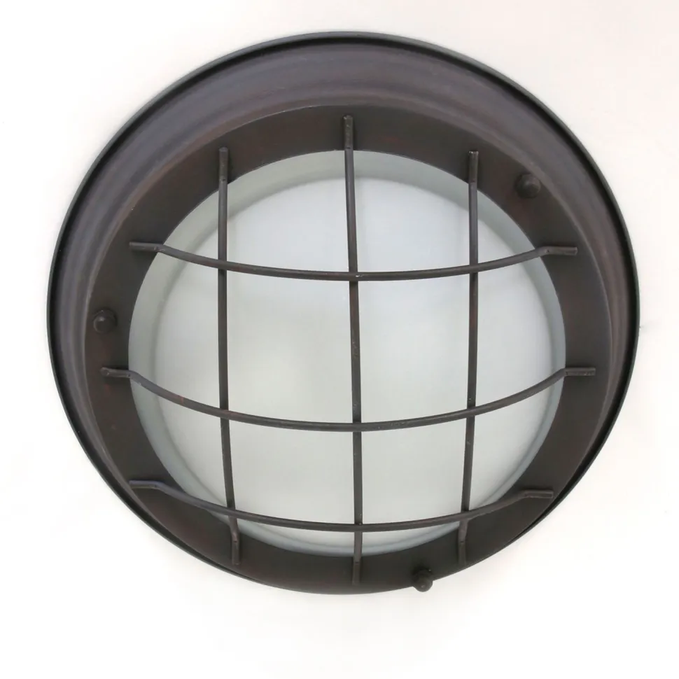 Industrie Deckenlampe Metall Glas Braun Weiß Ø29 cm E27