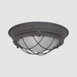 Industrie Deckenlampe Metall Glas Braun Weiß Ø29 cm E27