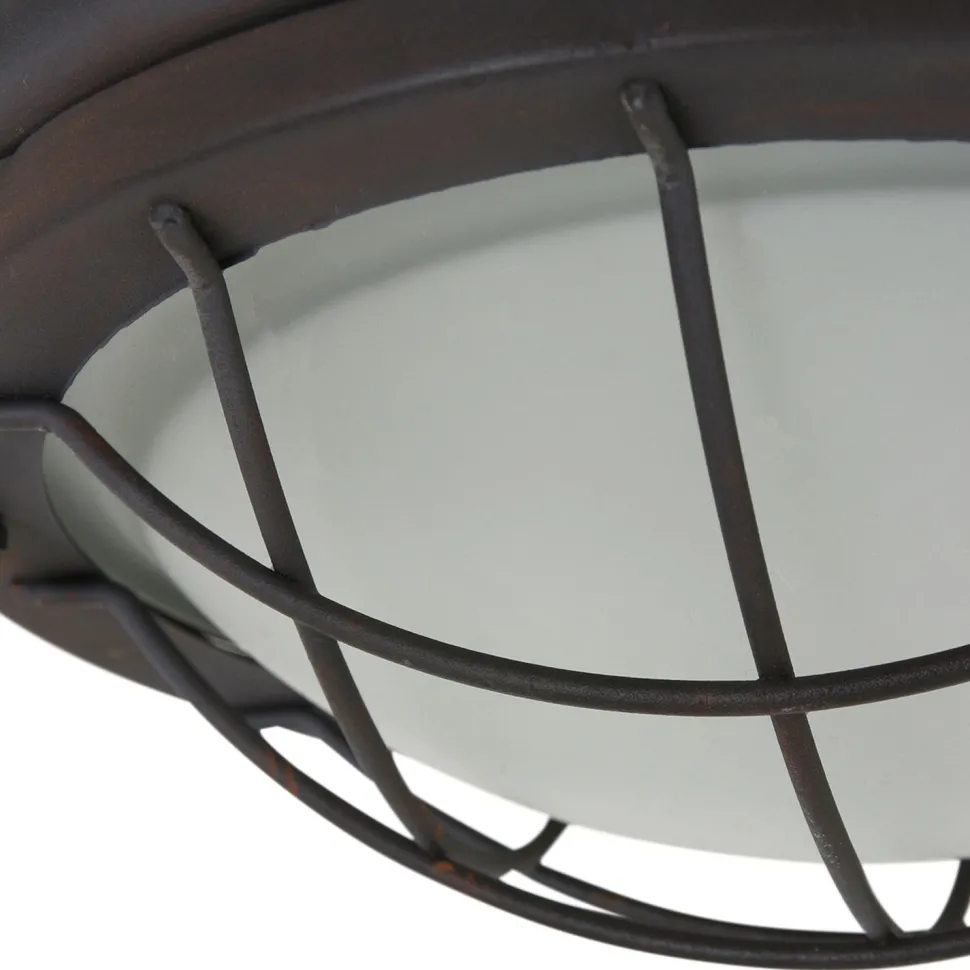 Industrie Deckenlampe Metall Glas Braun Weiß Ø29 cm E27