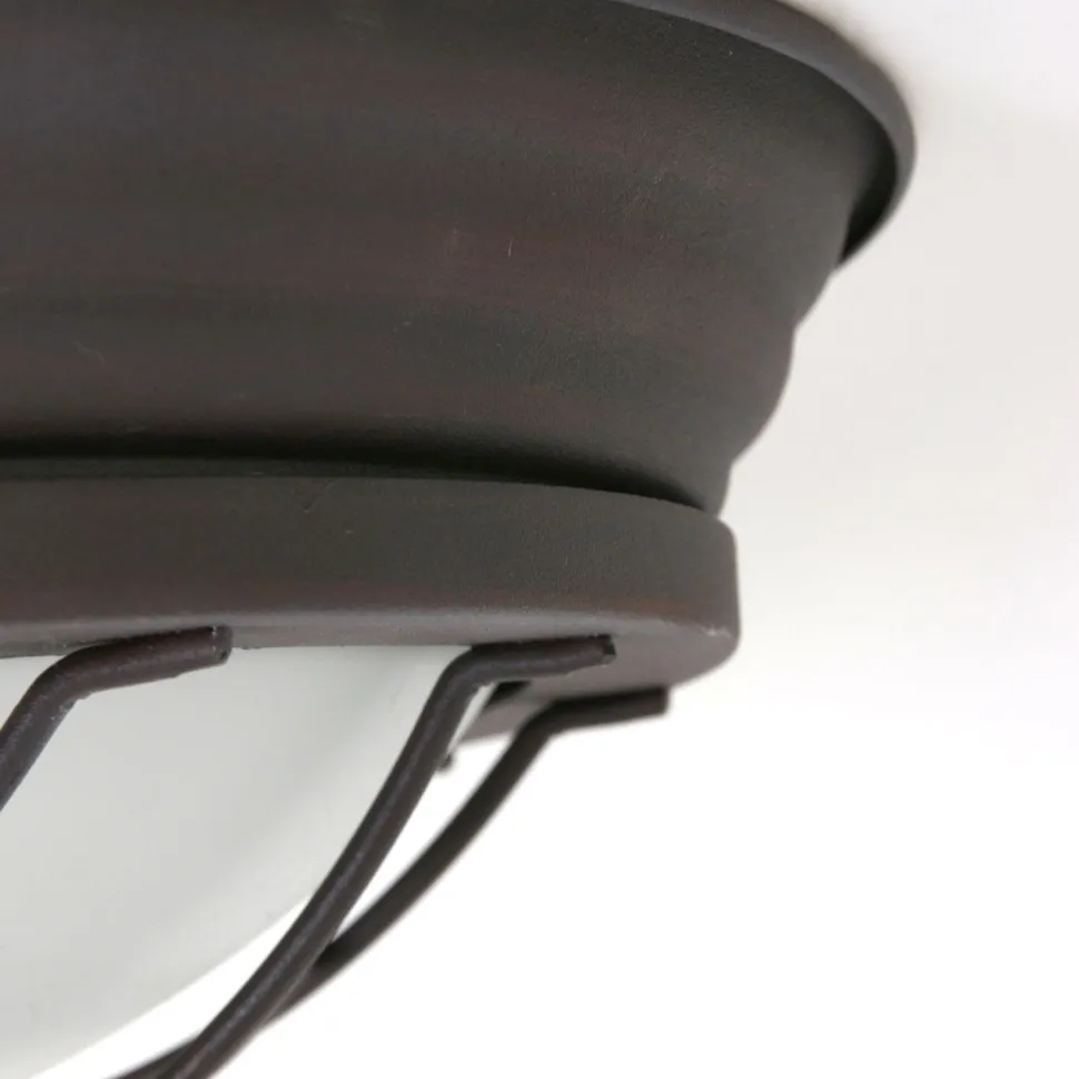 Industrie Deckenlampe Metall Glas Braun Weiß Ø29 cm E27