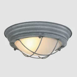Industrie Deckenlampe Metall Glas Grau Weiß Ø29 cm E27