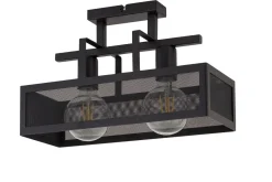 Industrie Deckenleuchte Schwarz Metall E27 2-flammig