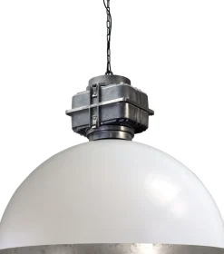 Industrie Hängelampe XXL Ø80cm Weiß Silber LARINO