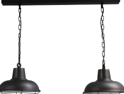 Industrie Pendelleuchte E27 Industrie in Schwarz Roter Metall Optik