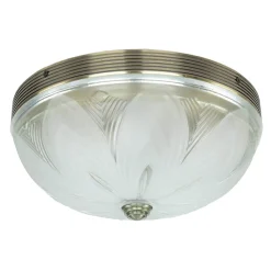 Jugendstil Deckenleuchte E27 mit Glasschirm Messing Optik