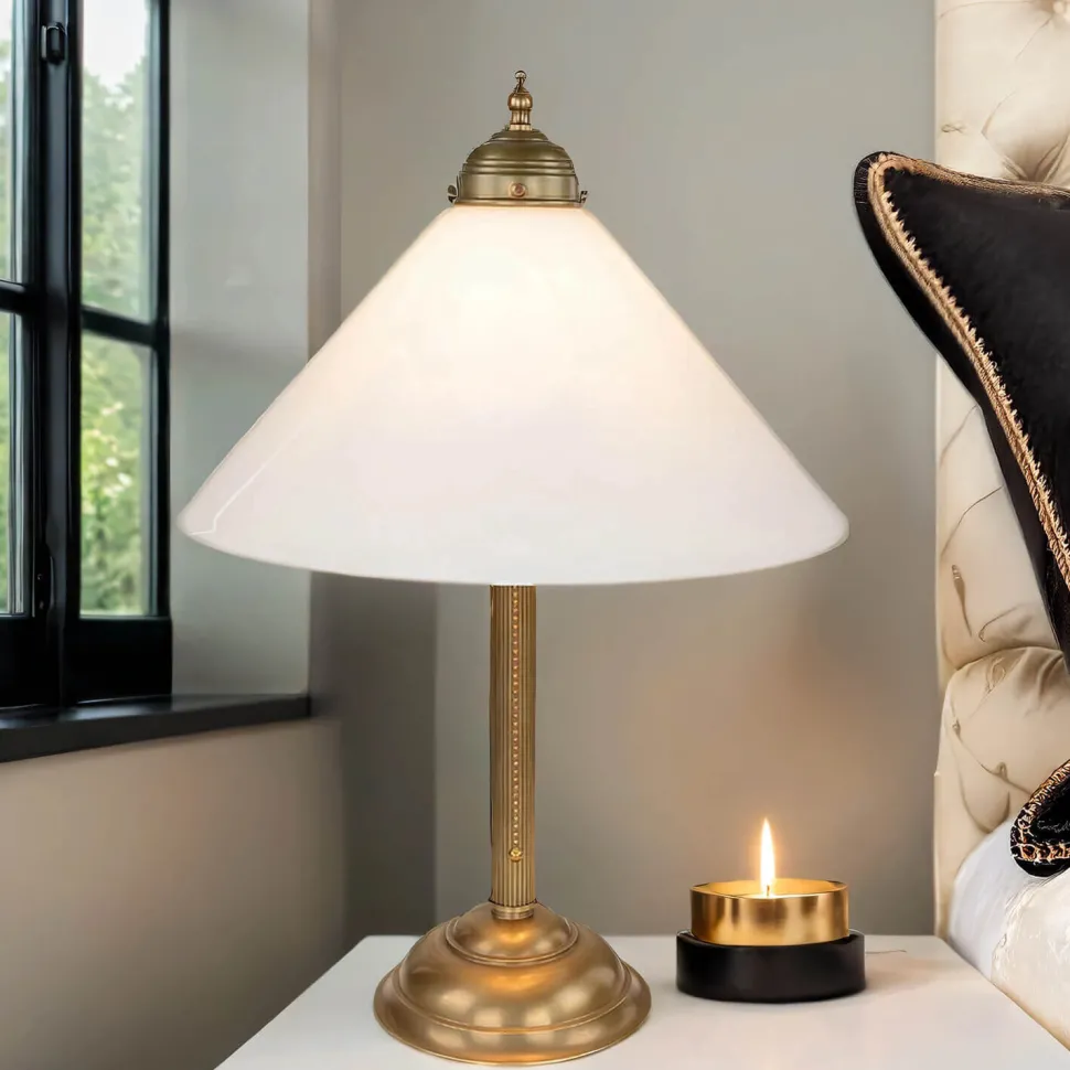 Jugendstil Tischleuchte V4 Echtmessing Zug