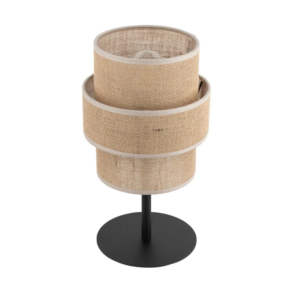 Jute Tischleuchte Metall 38 cm hoch Ø 20 cm Boho E27