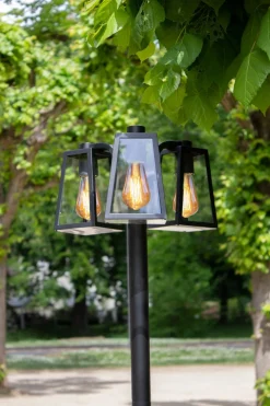 Kandelaber Aluminium Glas E27 IP44 186,8 cm Schwarz