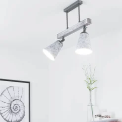 Küche Deckenlampe AGAP Echtholz Shabby Weiß 2xE27