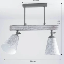 Küche Deckenlampe AGAP Echtholz Shabby Weiß 2xE27