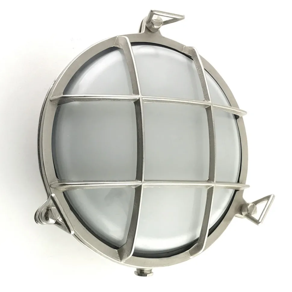 Kellerlampe Messing Glas E27 IP64 Ø 24 cm rund Maritim