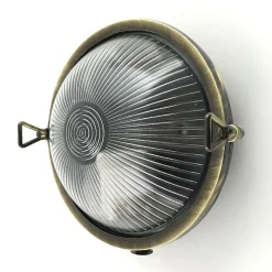 Kellerlampe Messing massiv Glas D: 17,5 cm rund IP64