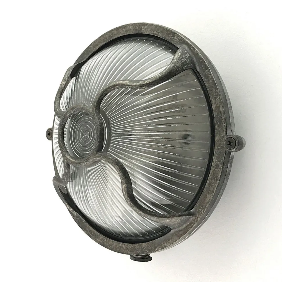 Kellerlampe Messing massiv Glas E27 IP64 D: 17,5 cm