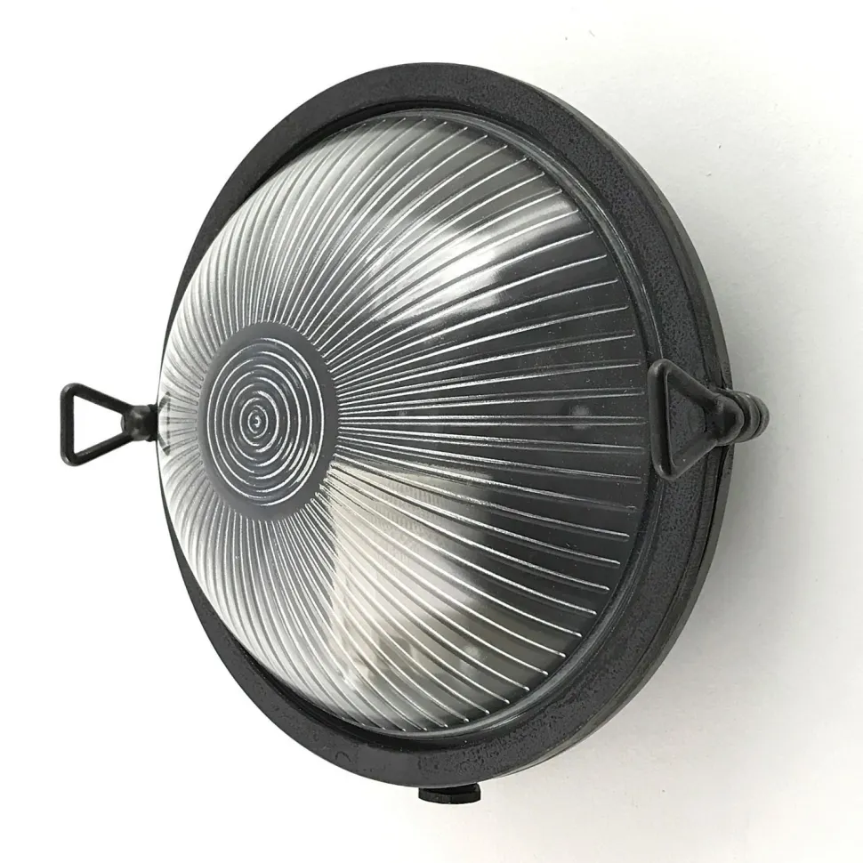 Kellerleuchte Echt-Messing Glas E27 IP64 rund Ø 17,5 cm